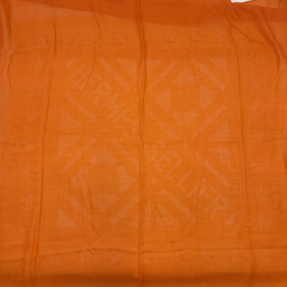 Authentic HERMES Stole Scarf Orange Cashmere #36634613 - Picture 2 of 12